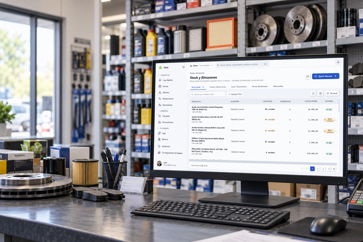Core aplicado a Autopartes y comercio técnico en una operación realista